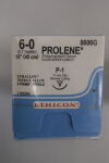 ETHICON 8606G Prolene Non-Absorbable Monofilament Polypropylene Suture, Size 6-0, 18 in. Length, P-1 Needle
