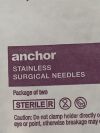 ANCHOR 3 Packs (2/pack)  Stainless Surgical Needles 1824-3D Exp.2027-03  (J11) Stainless Surgical Needles
