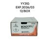 ETHICON REF YY31G MONOCRYL (Poliglecaprone 25) Suture VIOLET MONOFILAMENT, SIZE 0, LENGTH 27", EXP.2026/03