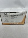 ETHICON 10X42 ETHIBOND EXCEL Suture, Taper Point, Non-Absorbable, RB-1 17mm / RB-1 ½ Circle, Green & White Braided 10-30" ˜75cm, Size: 2-0