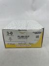 ETHICON 665H Surgical Gut Suture - Plain, Straight Cutting Needles, Absorbable, KS 60mm Straight, Plain Monofilament 27" = 70cm, Size: 3-0