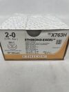 ETHICON X763H ETHIBOND EXCEL Polyester Suture, Taper Point, Non-Absorbable, SH-1 22mm / SH-1 ½ Circle, Green 36" = 90cm, Size: 2-0