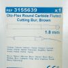 MEDTRONIC REF 3155639 Oto-Flex Round Carbide Fluted Cutting Bur, Brown, 1.8mm , EXP 2024/03