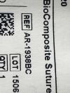 ARTHREX Suture Anchor BioComposite  AR-1938BC  Exp.2025-01  (R1) Suture Anchor BioComposite