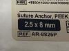ARTHREX Suture Anchor,PEEK Mini  AR-8825P  Exp.2024-12  (B7) Suture Anchor,PEEK Mini
