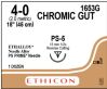 ETHICON 1653G Surgical Gut Suture - Chromic, Size 4-0 L18in Absorbable Brown L13mm PS-5 1/2 Circle Prime Reverse Cutting Needle