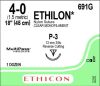 ETHICON 691G A J & J Company Suture 4-0 Nylon P-3 Ethilon Undyed 1X18" Monofilament 12/Bx