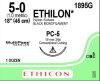 ETHICON 1895G Ethilon Nonabsorbable Sutures - Pliabilized Monofilament Suture, Black, 18", Size 4/0, PC-5 Needle -