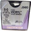 ETHICON J548G 8-0 COATED VICRYL VIOLET BRAIDED 12" TG140-8 Spatula DOUBLE ARMED (BOX/12) 2025/08/31 Sutures