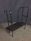 Step/Platform With Hand Rails:  Bottom Step: 31 x 11 x 7hi
Top Step: 31 x 11 x 14hi
