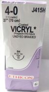 ETHICON J415H Vicryl Coated Polyglactin 910 Suture Undyed Braided , SH Taper 27” Size 4-0 (BOX/36) 2025/04/30 Sutures