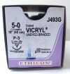 ETHICON J493G 5-0. 18" (45 CM) P-3 Reverse Cutting VICRYL UNDYED BRAIDED SUTURE, (BOX/11) 2026/08/31 Sutures