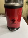 1.8 Gallon Small Bathroom Trash Can with Lid Soft Close, Step Pedal, Red Medical Waste Removal