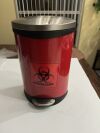 1.8 Gallon Small Bathroom Trash Can with Lid Soft Close, Step Pedal, Red Medical Waste Removal