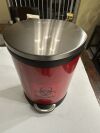 1.8 Gallon Small Bathroom Trash Can with Lid Soft Close, Step Pedal, Red Medical Waste Removal