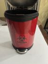 1.8 Gallon Small Bathroom Trash Can with Lid Soft Close, Step Pedal, Red Medical Waste Removal