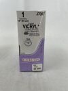 ETHICON J708T COATED VICRYL (polyglactin 910) Suture, Reverse Cutting, Absorbable, OS-4 22mm ½ Circle, Violet Braided 3-18" = 45cm, Size: 1
