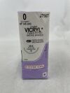 ETHICON J756T COATED VICRYL (polyglactin 910) Suture, Reverse Cutting, Absorbable, OS-8 40mm ½ Circle, Undyed Braided 3-18" = 45cm, Size: 0