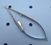 STORZ E3828CW E3828 CW Barraquer Needle Holder 9mm Curved Delicate 5.2" Length w/ Lock