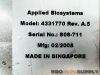 APPLIED BIOSYSTEMS 4331770 Taqman Array Upgrade Fluidic Card Sealer w/