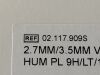 SYNTHES 2.7MM/3.5MM VA-LCP LAT DSTL  02.117.909S   Exp.2024-10  (H33) 2.7MM/3.5MM VA-LCP LAT  DSTL
