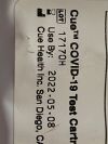 CUE HEALTH Cue Covid-19 Test Cartridge Pouch  17170H  Exp.2022-05  (AA1) Cue Covid-19 Test Cartridge Pouch