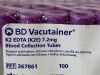 BD Pack of 100 Blood Collection Tubes  367861   Exp.2024-01  (AA1) Blood Collection Tubes