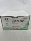 ETHICON C553D NUROLON Nylon Suture, Taper Point, Non-Absorbable, RB-1 17mm ½ Circle, Black Braided 8-18" = 45cm, Size: 3-0