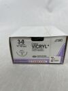 ETHICON J738D COATED VICRYL (polyglactin 910) Suture, Taper Point, Absorbable, CT-1 36mm ½ Circle, Violet Braided 8-18" = 45cm, Size: 3-0