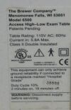 BREWER 6500 Access High-Low Exam Table Power Back W/ Foot Switch - 209891 Exam Table