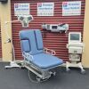 OAKWORKS Dual Tower Ultrasound Table, New Denim Upholstery & Hand or Foot Controller w 1 knockouts 1 Slide with Handrails Ultrasound Table