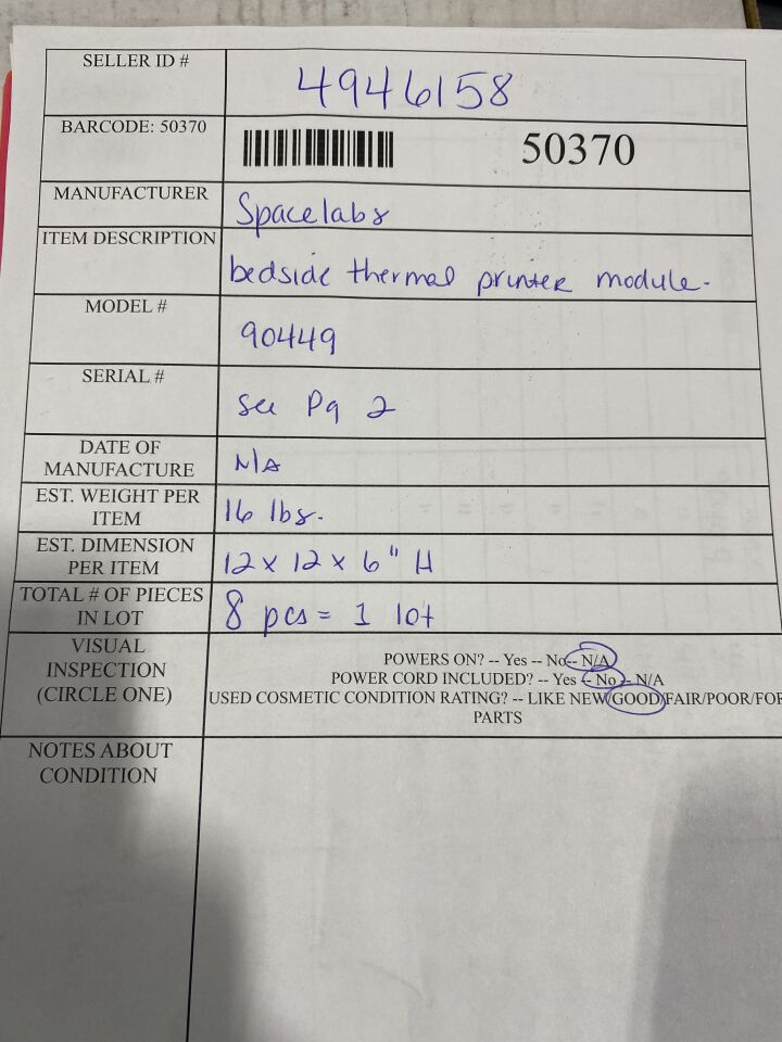 SPACELABS 90449 - Lot of 8 Module