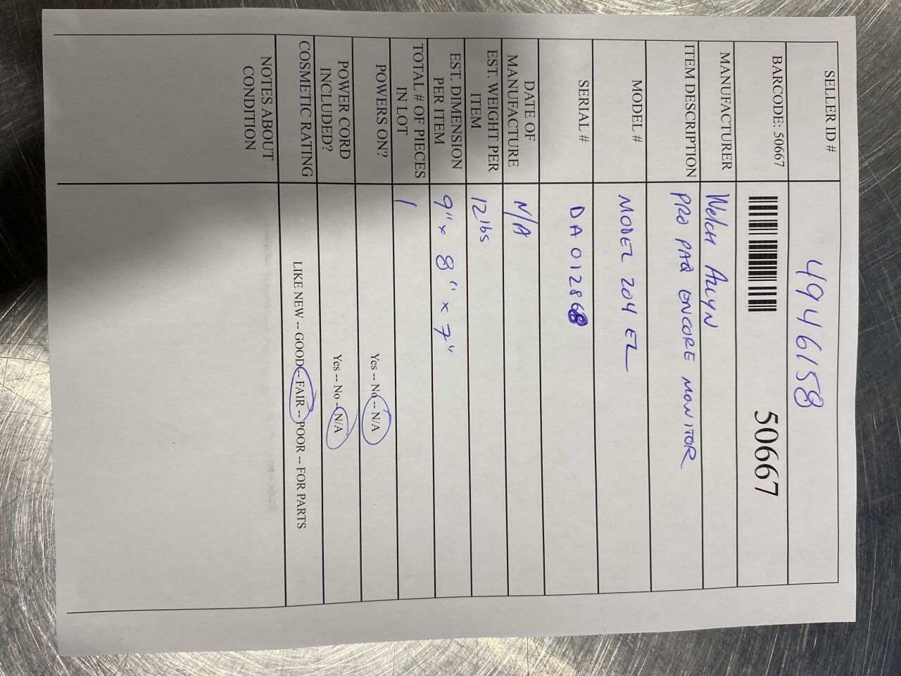 WELCH ALLYN Propaq Encore 204 EL Monitor
