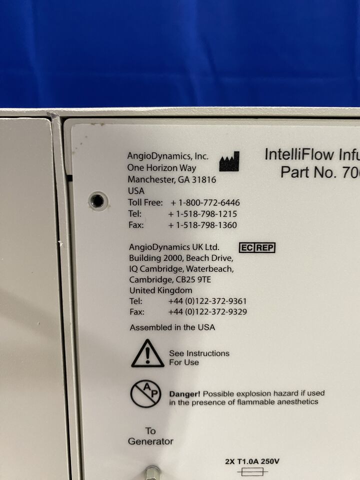 ANGIO DYNAMICS Intelliflow 1000-0050 Pump IV Infusion