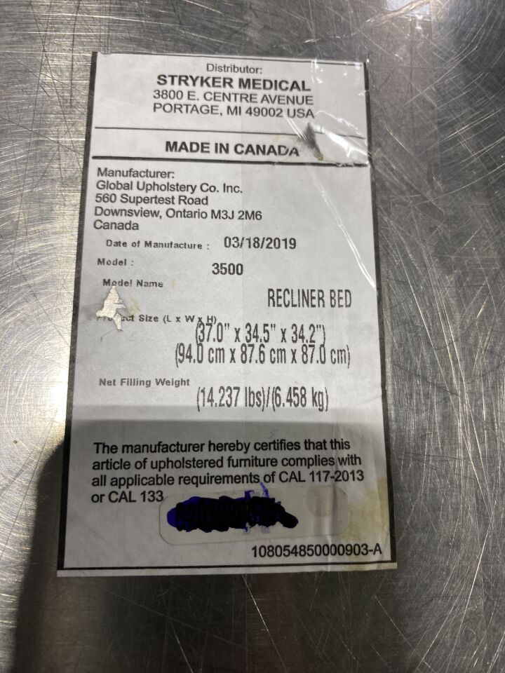 STRYKER 3500 Recliner Bed