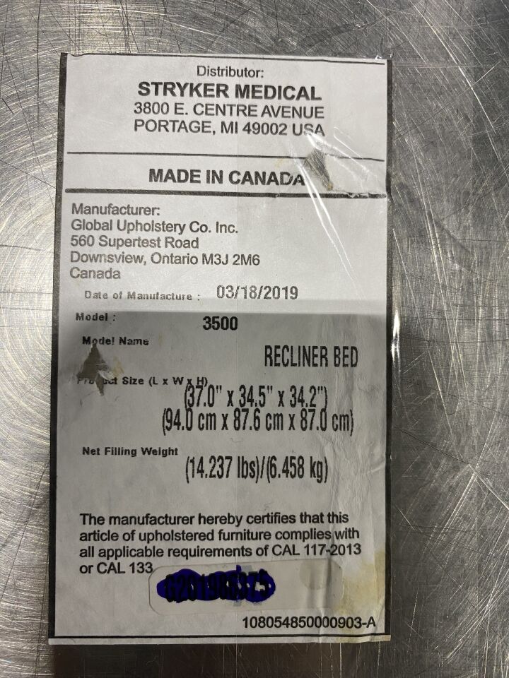 STRYKER 3500 Recliner Bed