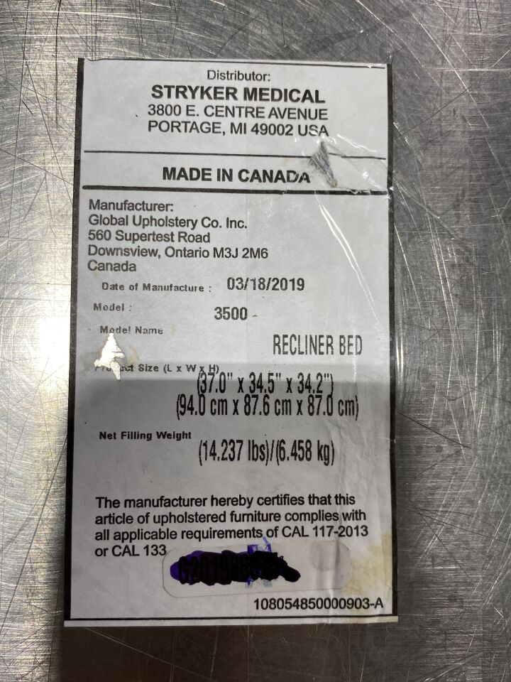 STRYKER 3500 Recliner Bed