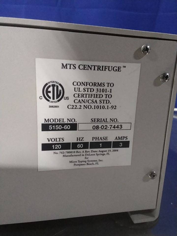 MICRO TYPING SYSTEMS INC MTS 5150-60 Centrifuge