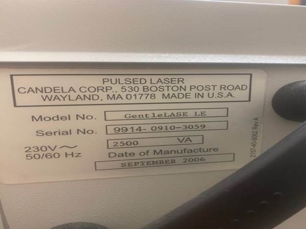 CANDELA GentleLase LE pulse dye laser
