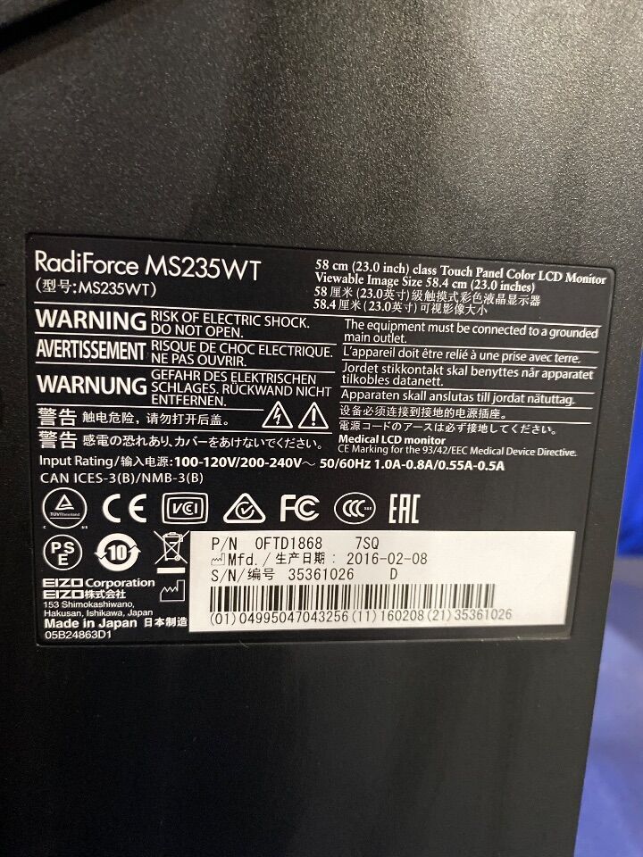 EIZO RadiForce MS235WT Touch Panel MS235WT Color Display Monitor