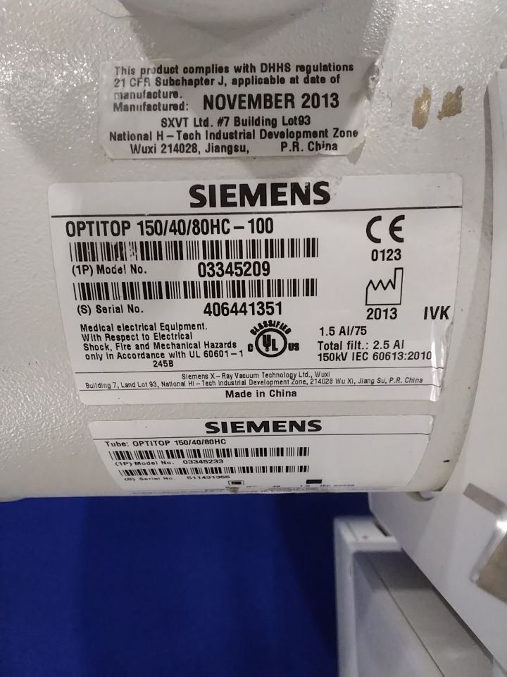SIEMENS OPTITOP 150/40/80HC X-Ray Tube
