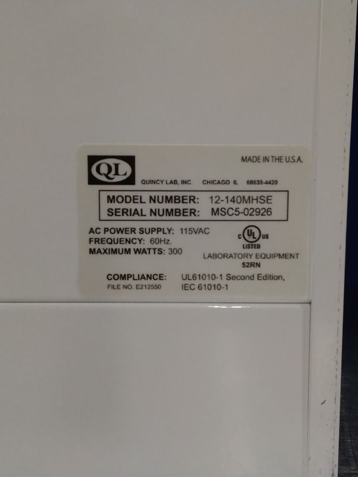 QUINCY LAB 12-140MHSE Incubator
