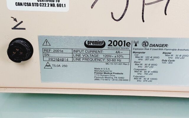 PREMIER 2001E Electrosurgical Unit