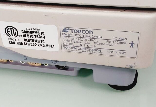 TOPCON TRC-NW6S NON-MYDRIATIC RETINAL CAMERA