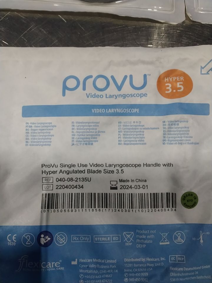 FLEXICARE ProVu 040-08-2135U Video - Lot of 3 Laryngoscope
