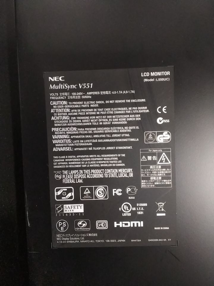 NEC MultiSync V551 Display Monitor