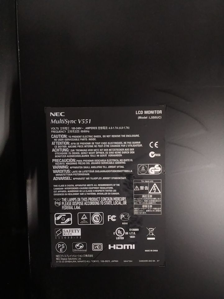 NEC MultiSync V551 Display Monitor