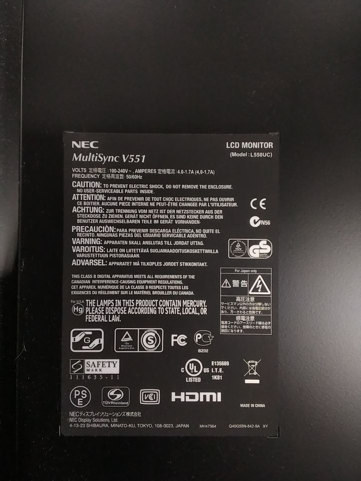 NEC MultiSync V551 Display Monitor