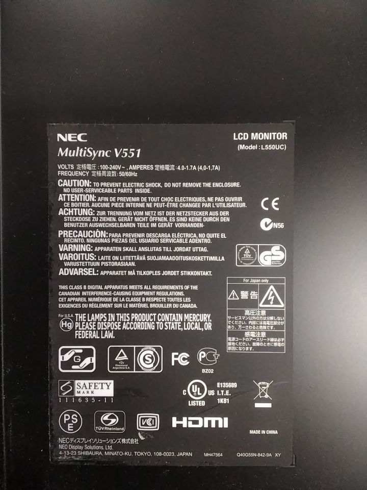 NEC MultiSync V551 Display Monitor