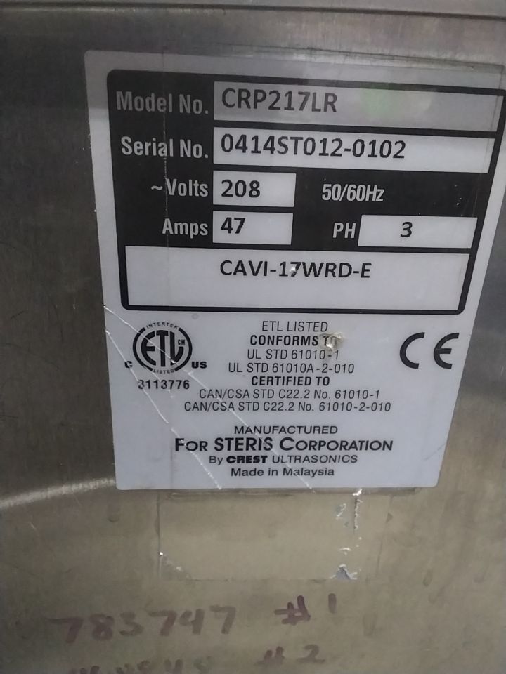 STERIS CRP217LR Ultrasonic Cleaner